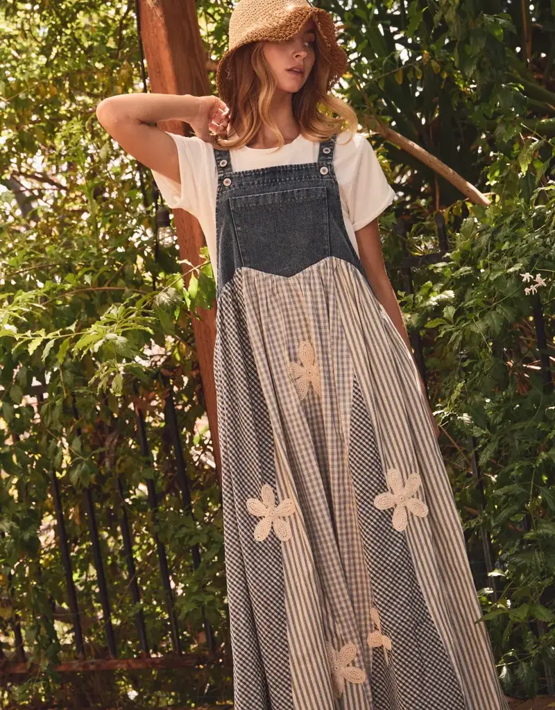 Darle Stripe Patchwork Overall Dress
