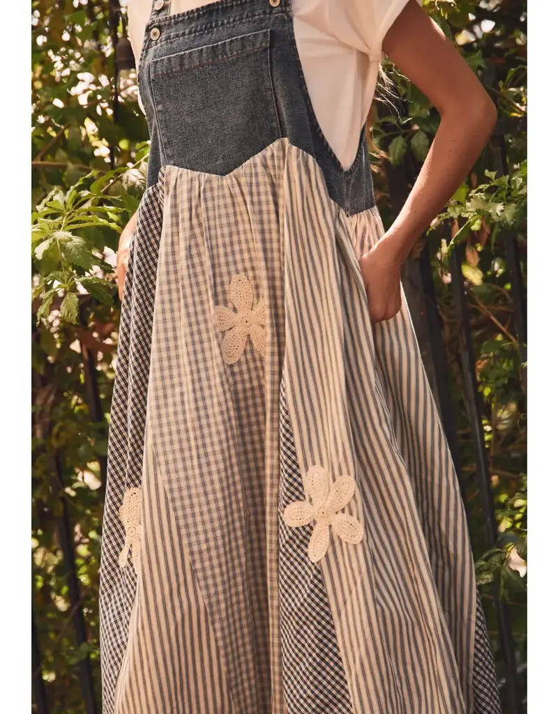 Darle Stripe Patchwork Overall Dress