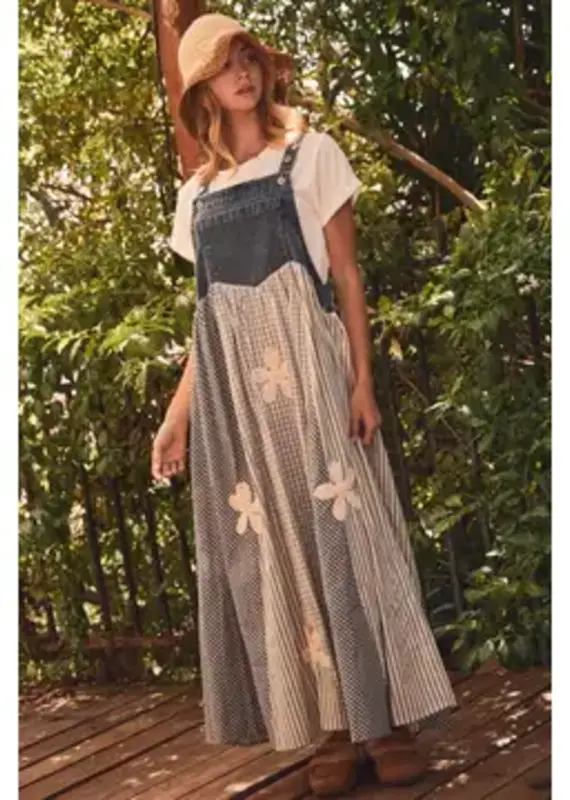 Darle Stripe Patchwork Overall Dress