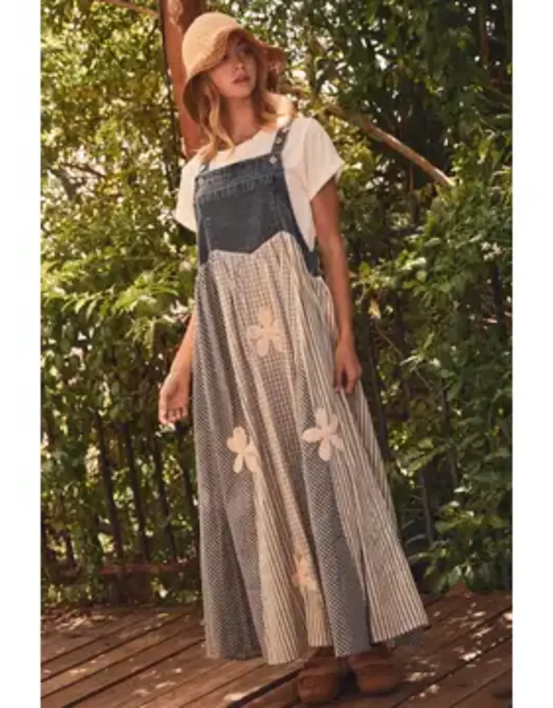 Darle Stripe Patchwork Overall Dress
