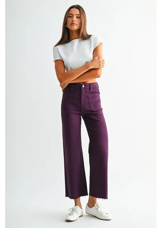 Holly High Rise Wide Leg Crop Raw Hem