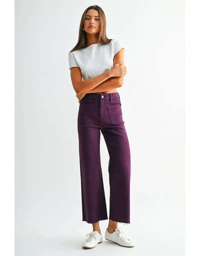 Holly High Rise Wide Leg Crop Raw Hem
