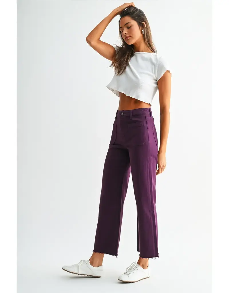 Holly High Rise Wide Leg Crop Raw Hem