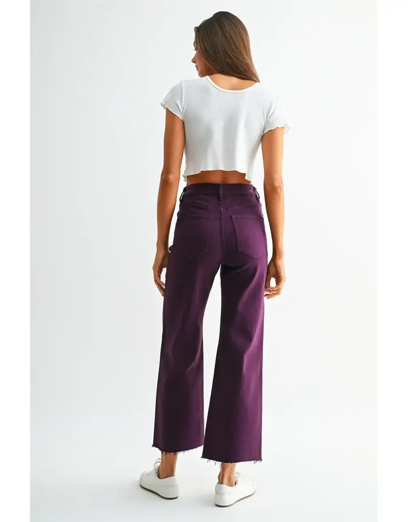 Holly High Rise Wide Leg Crop Raw Hem