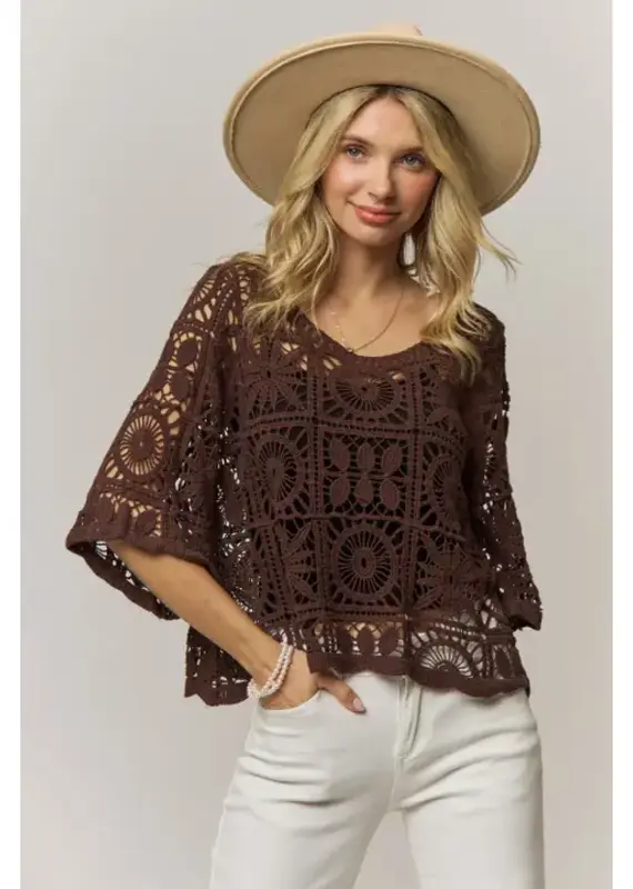 Katherine Open-Knit Square Crochet Top -