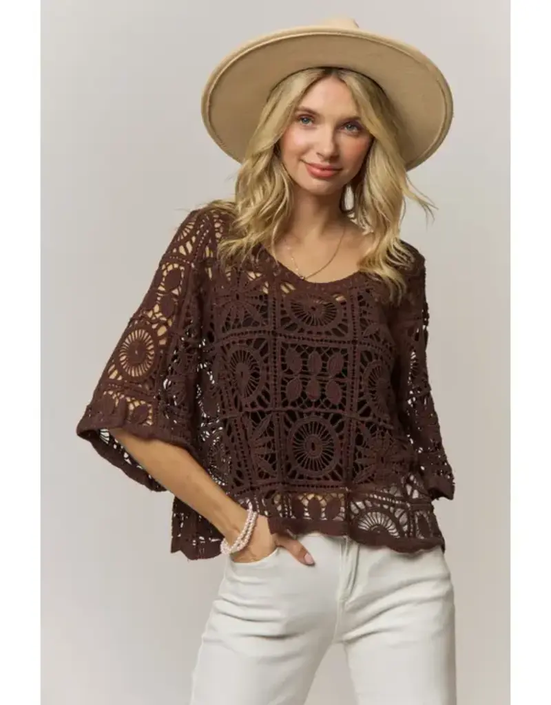 Katherine Open-Knit Square Crochet Top -