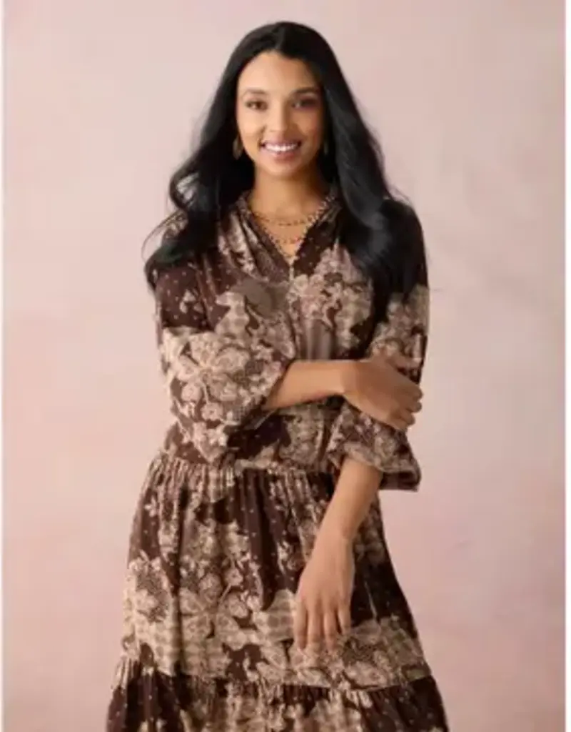 Fernanda Printed V-Neck Dress