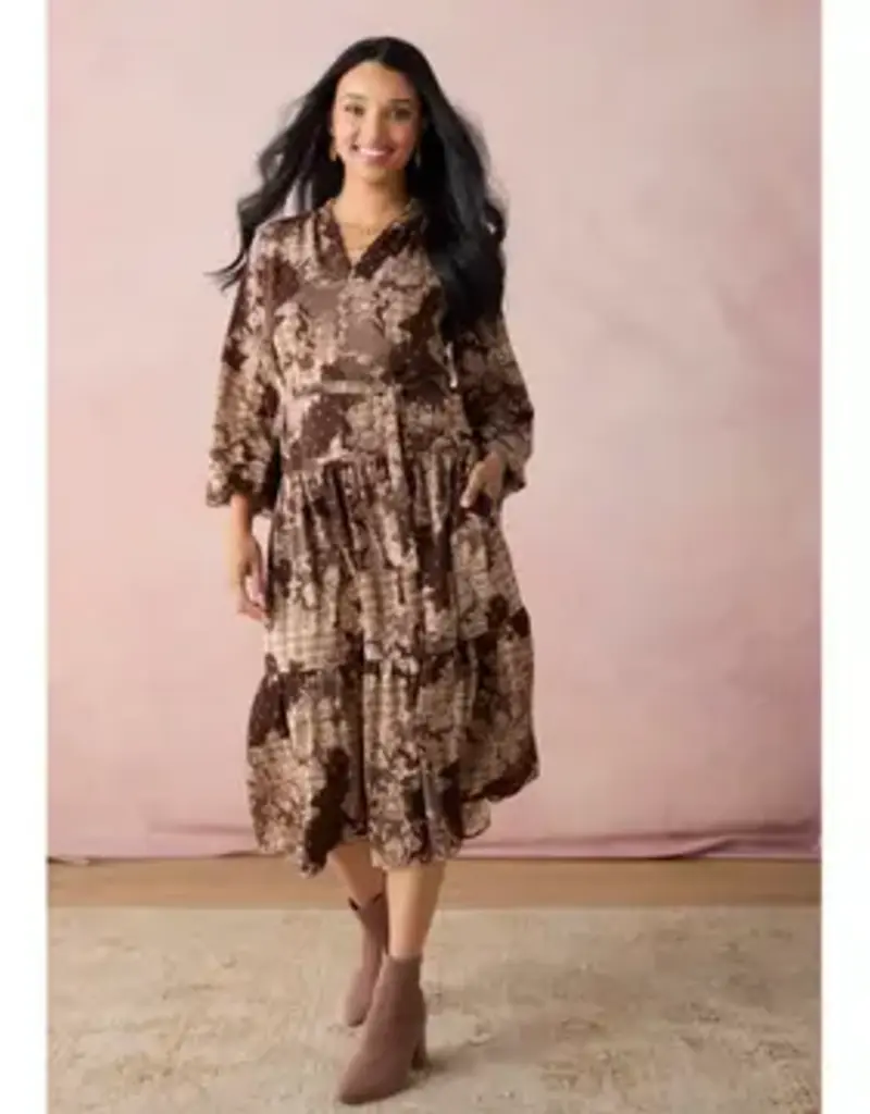 Fernanda Printed V-Neck Dress