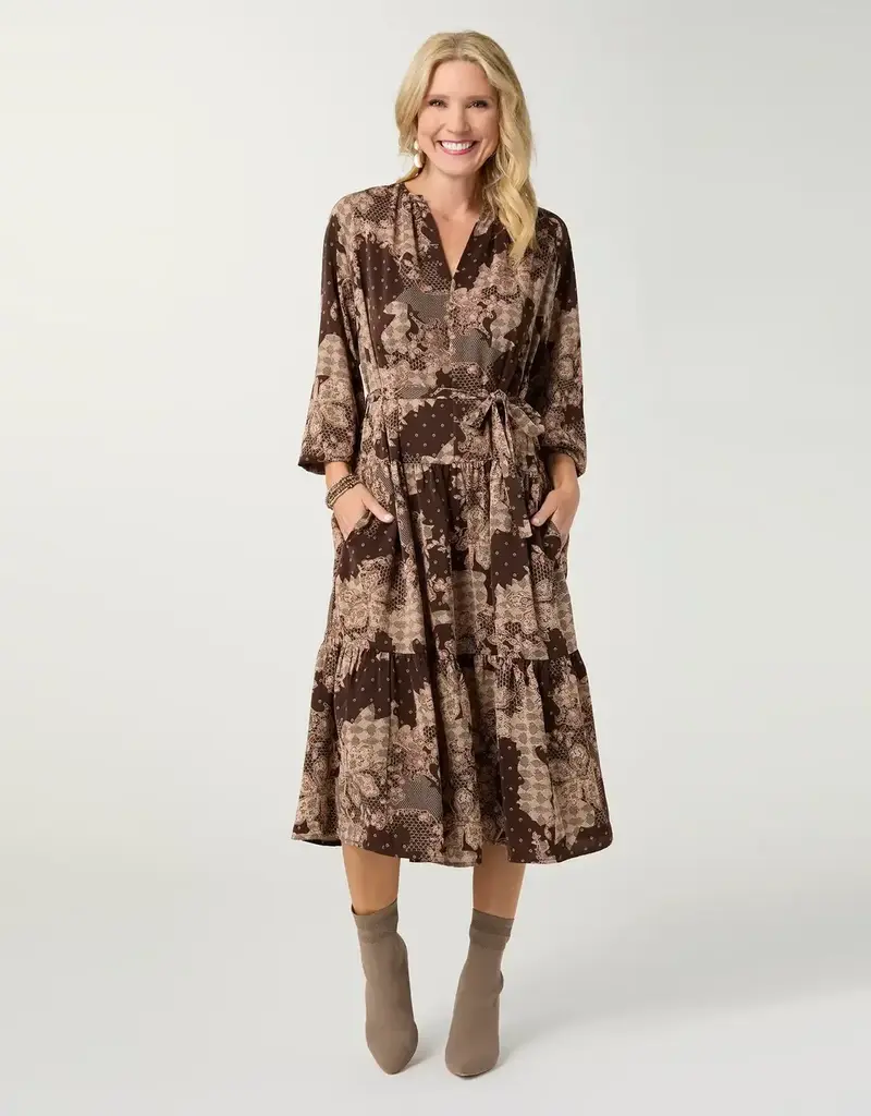 Fernanda Printed V-Neck Dress