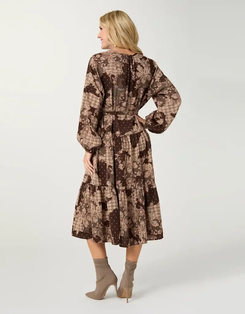 Fernanda Printed V-Neck Dress