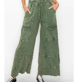 Plus Mineral Wash Wide Leg Pant