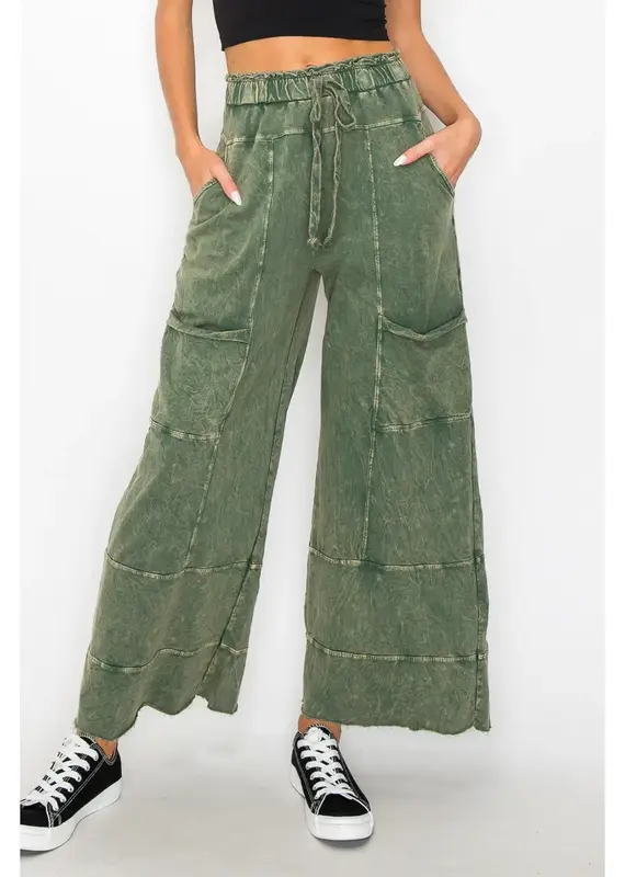 Plus Mineral Wash Wide Leg Pant