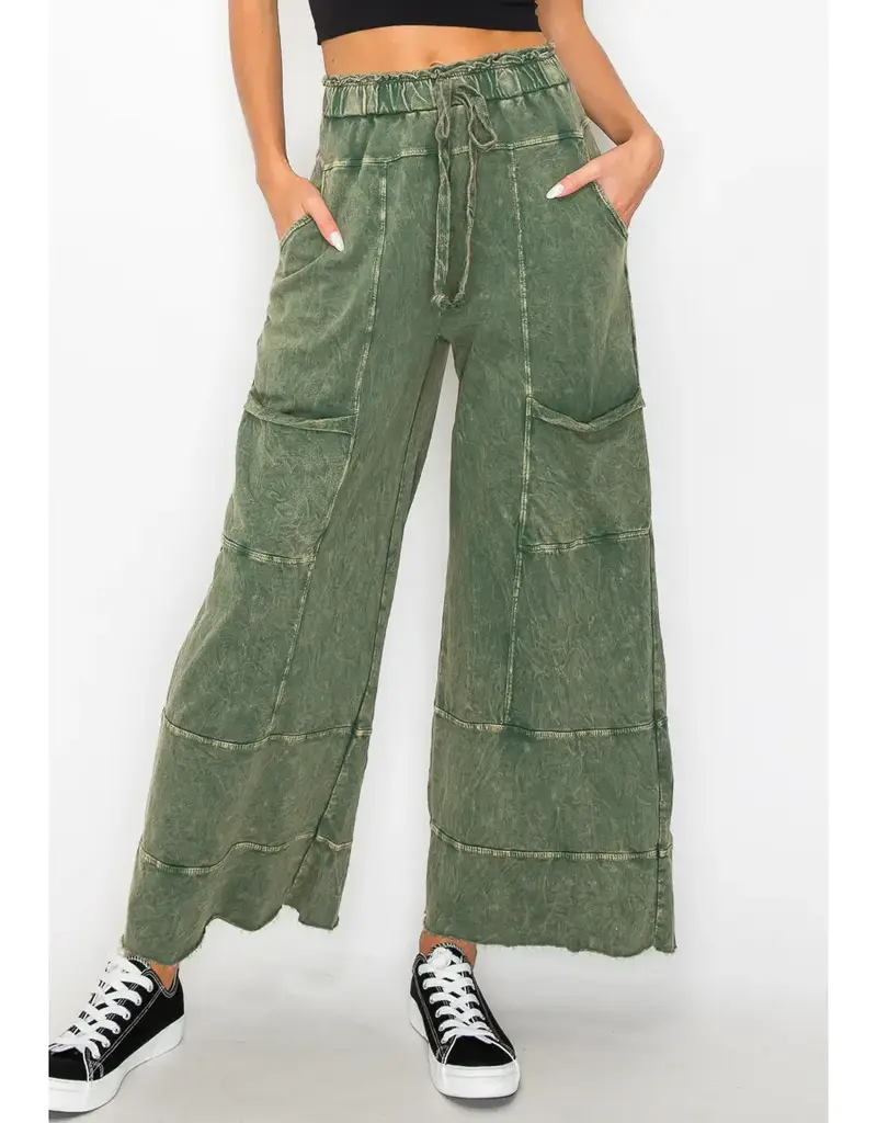 Plus Mineral Wash Wide Leg Pant