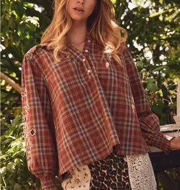 Paula Plaid Peasant Blouse