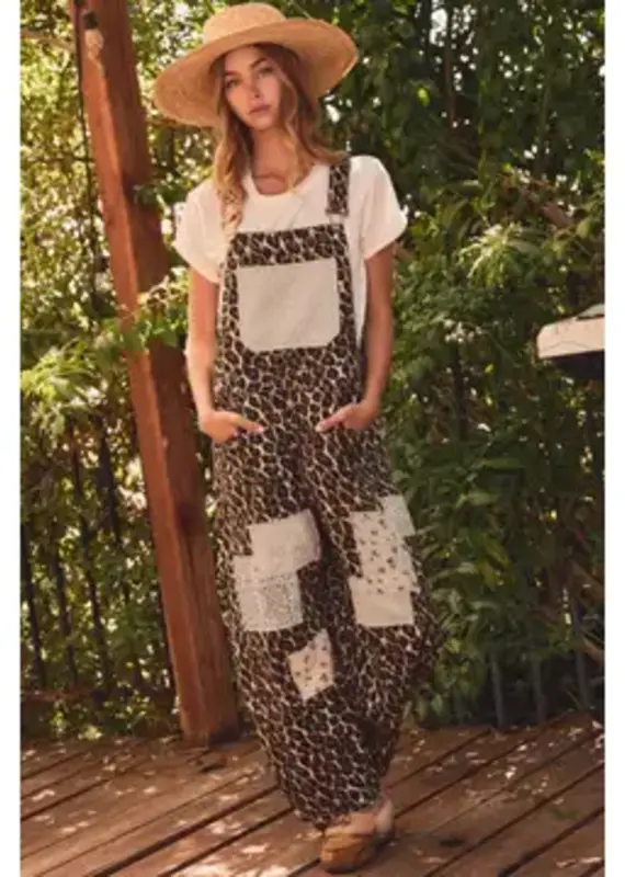 Liz Leopard Printed Patchwork Overall