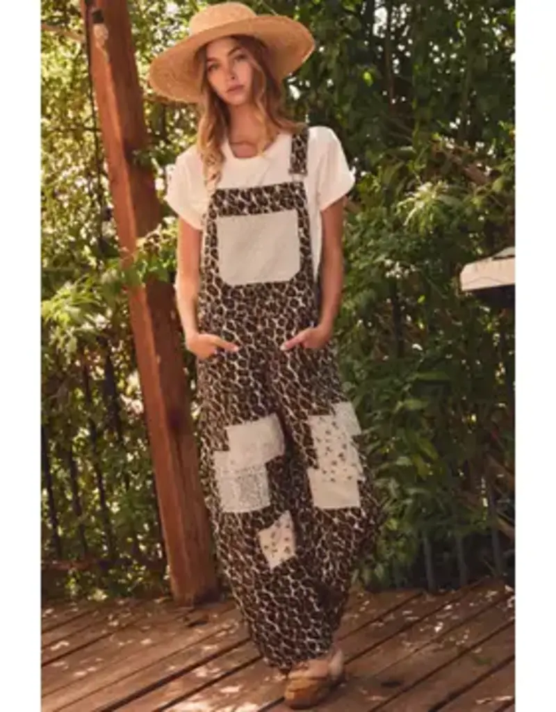 Liz Leopard Printed Patchwork Overall