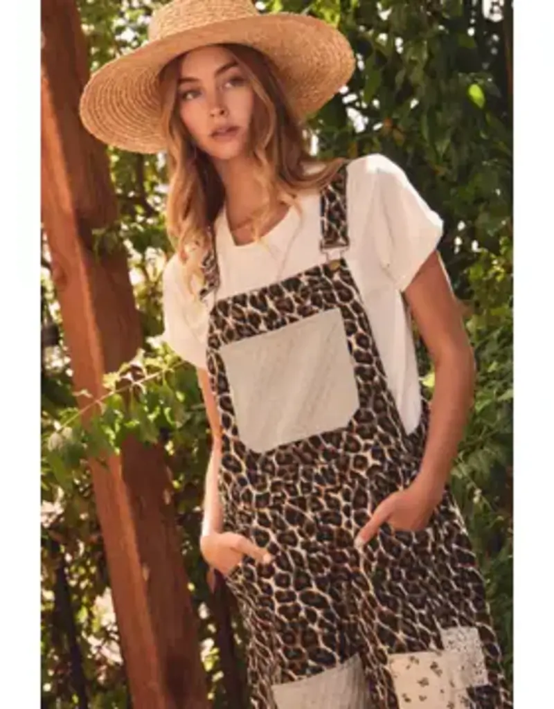 Liz Leopard Printed Patchwork Overall