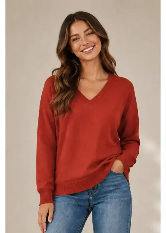 Jessica Jersey Stitch V-Neck Sweater