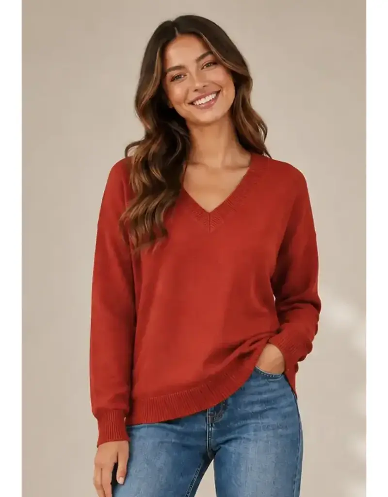 Jessica Jersey Stitch V-Neck Sweater