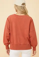 Floral Applique Puff Sleeve Sweatshirt