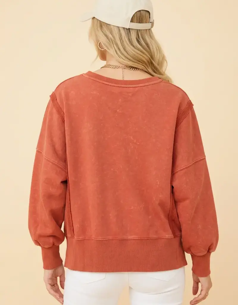 Floral Applique Puff Sleeve Sweatshirt