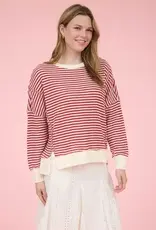 Emily Stripe Exposed Seam Split Hem Knit Top