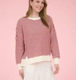 Emily Stripe Exposed Seam Split Hem Knit Top