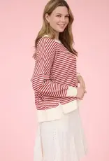 Emily Stripe Exposed Seam Split Hem Knit Top