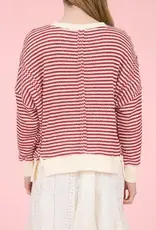 Emily Stripe Exposed Seam Split Hem Knit Top