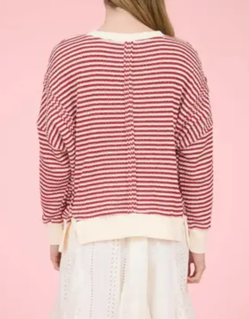 Emily Stripe Exposed Seam Split Hem Knit Top