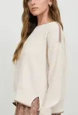 Rebecca Contrast Trim Boat Neck Ribbed Detail Sweater