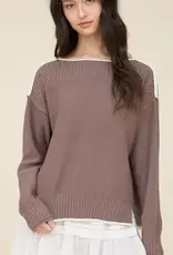 Rebecca Contrast Trim Boat Neck Ribbed Detail Sweater
