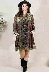 Curvy Chic Bohemian Stone-Washed Babydoll Dress