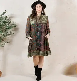Curvy Chic Bohemian Stone-Washed Babydoll Dress