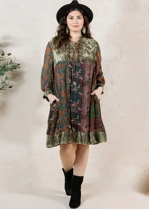 Curvy Chic Bohemian Stone-Washed Babydoll Dress