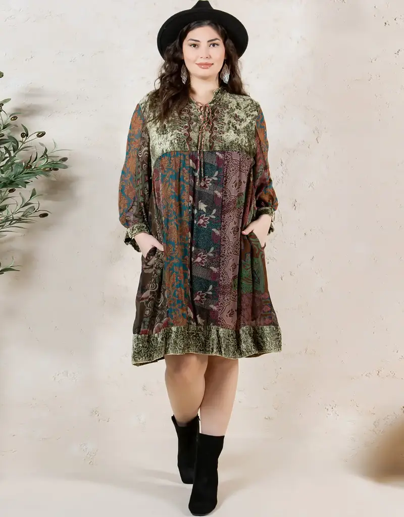 Curvy Chic Bohemian Stone-Washed Babydoll Dress