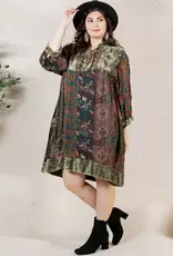 Curvy Chic Bohemian Stone-Washed Babydoll Dress