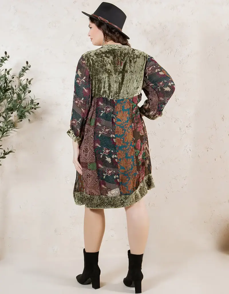 Curvy Chic Bohemian Stone-Washed Babydoll Dress