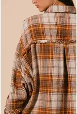 Elaine Plaid Woven Frayed Detail Shacket