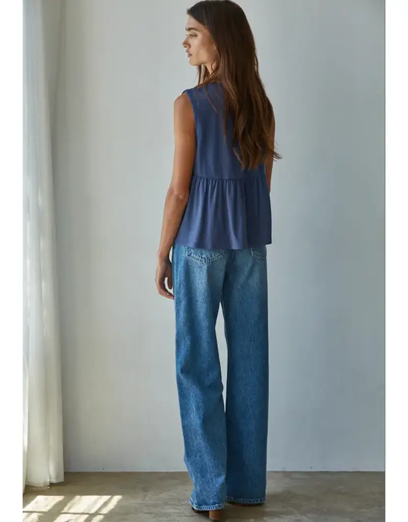 Jessie Jersey Pin Tuck Sleeveless Top