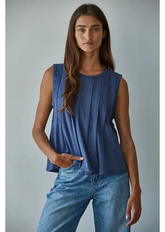 Jessie Jersey Pin Tuck Sleeveless Top