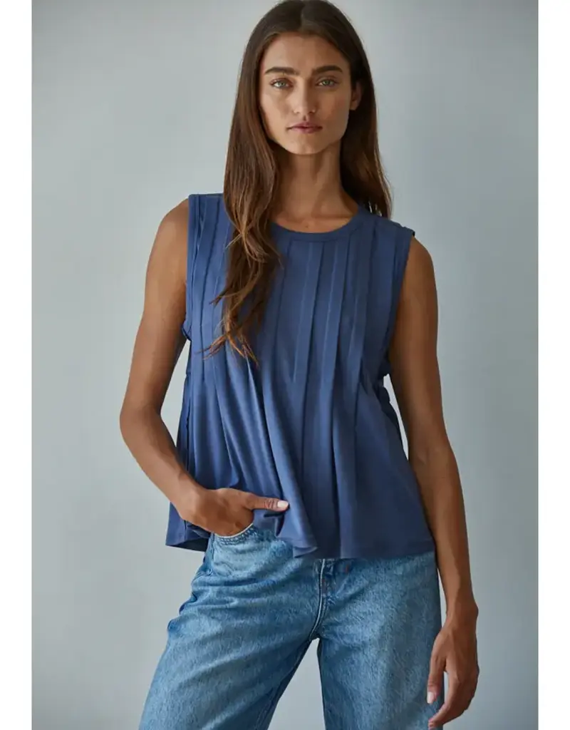 Jessie Jersey Pin Tuck Sleeveless Top