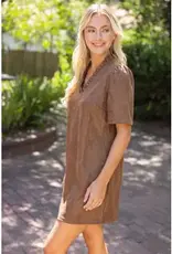 Rebecca Ruffled V-Neck Solid Faux Leather Dress