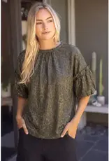 Lisa Leopard Print Ruffle Neck Top
