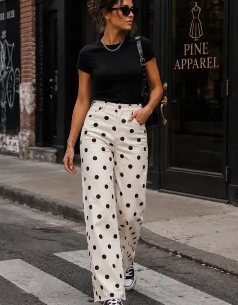 Holly Polka Dot Frayed Hem Jean