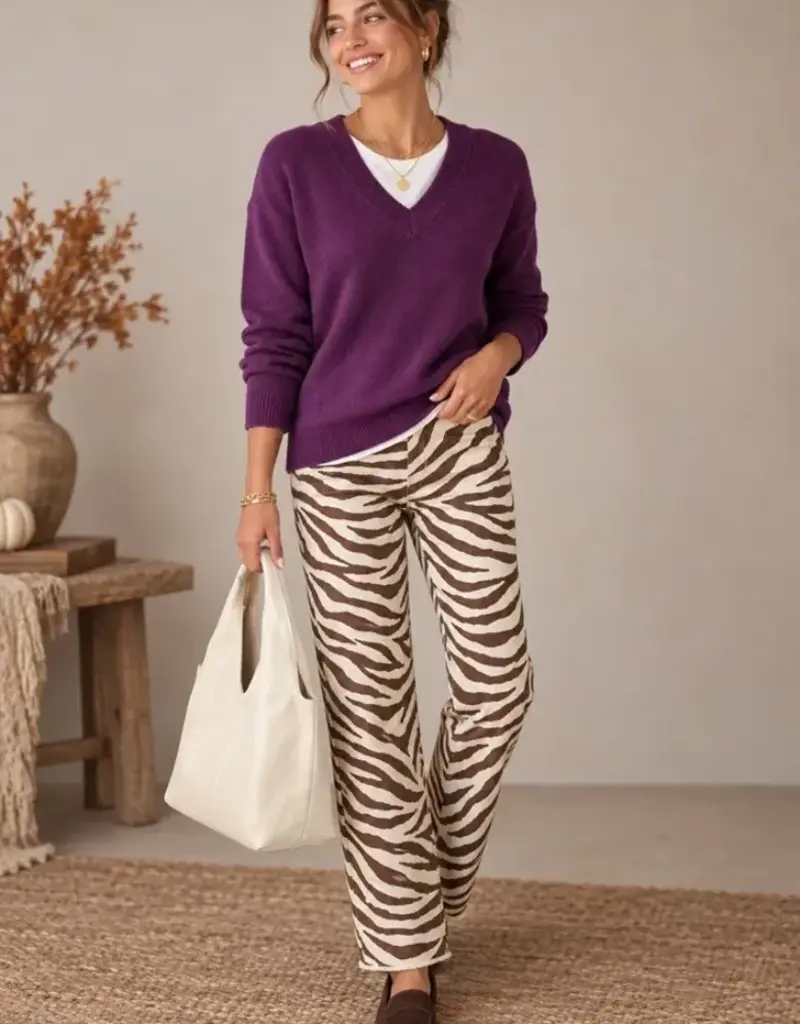 Baby Zebra 31" Inseam Fray Hem Wide Leg Pant