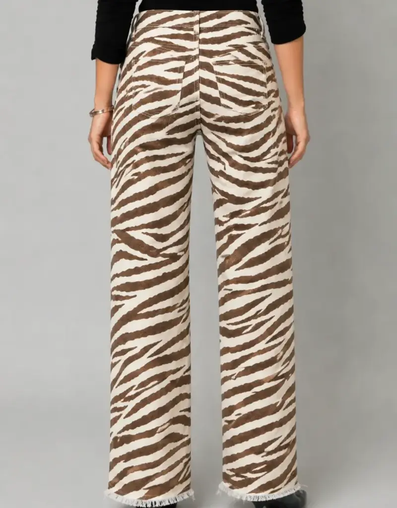 Baby Zebra 31" Inseam Fray Hem Wide Leg Pant