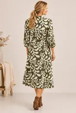 Linique Motif Johnny Collar Self Sash Dress