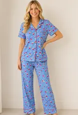 Pinstripe Cosmos Print Yummy Jersey PJ Set
