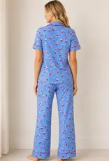 Pinstripe Cosmos Print Yummy Jersey PJ Set